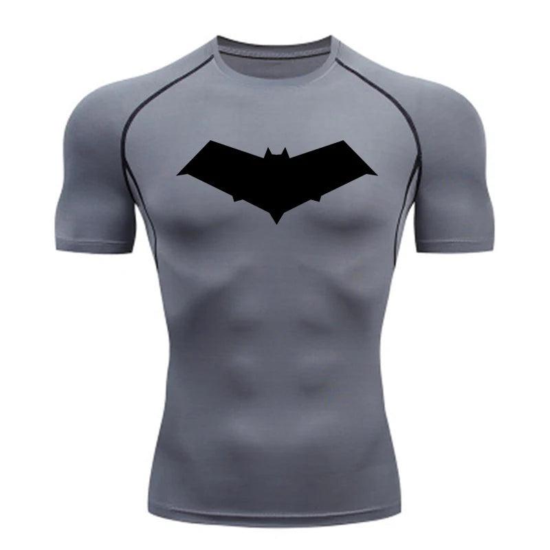Compression Running T-Shirt Men Tops Bat Printing T Shirts Men Quick-Drying Gym Sportswear MMA Rashguard Jersey Tee For Male
