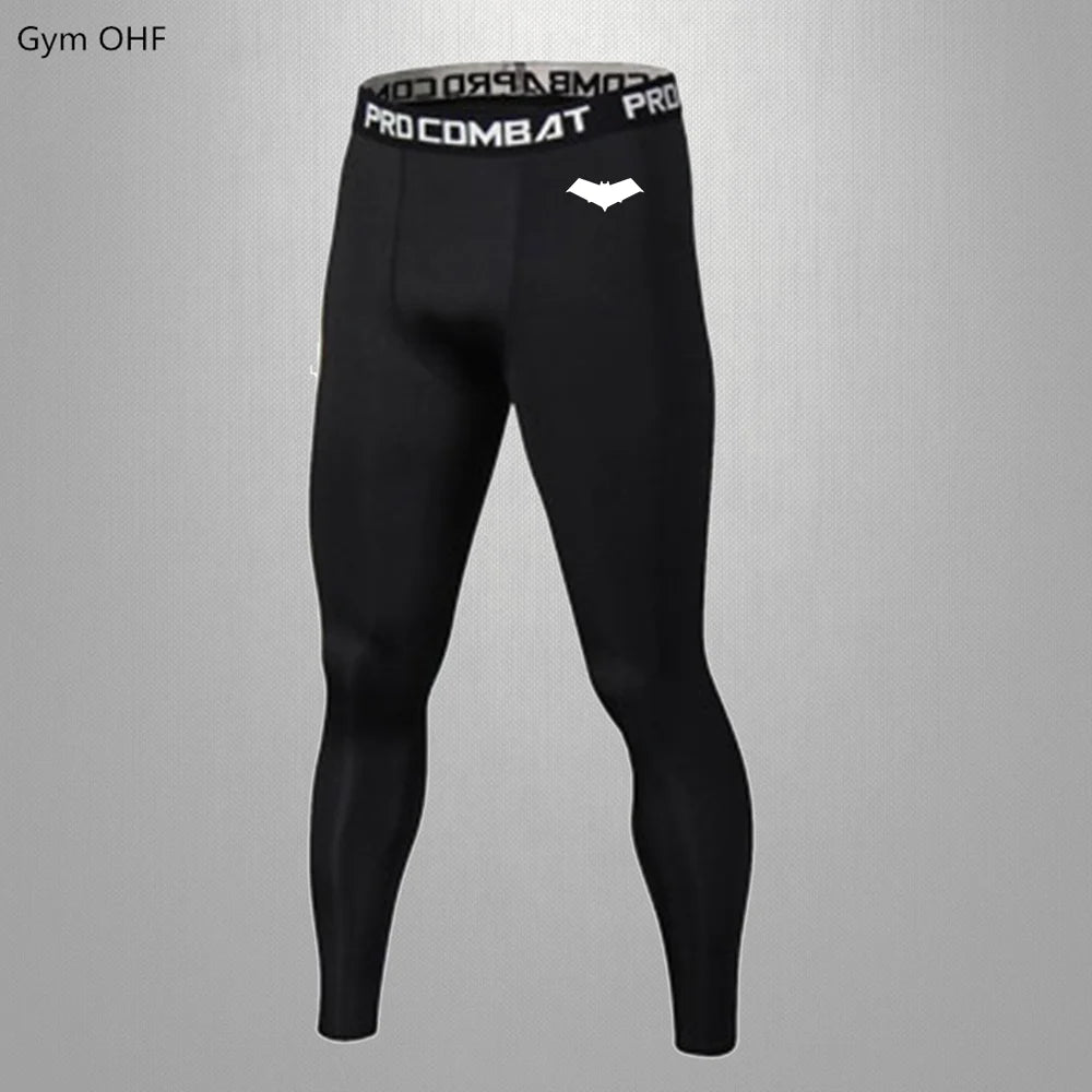 Compression Running T-Shirt Men Tops Bat Printing T Shirts Men Quick-Drying Gym Sportswear MMA Rashguard Jersey Tee For Male