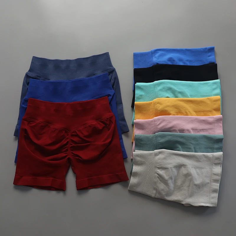 "Muscle Forge™ Sculpt Impact Shorts – Ribbed Waistband, Seamless Scrunch Bum, High Stretch Workout & Running Shorts