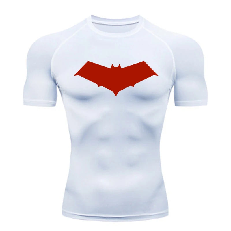 Compression Running T-Shirt Men Tops Bat Printing T Shirts Men Quick-Drying Gym Sportswear MMA Rashguard Jersey Tee For Male