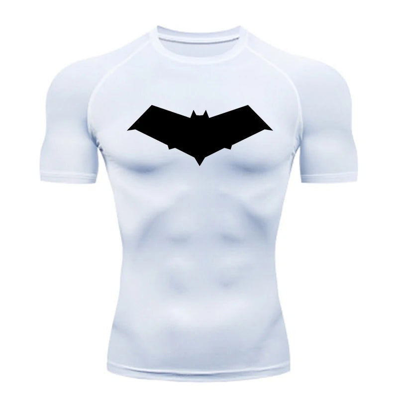 Compression Running T-Shirt Men Tops Bat Printing T Shirts Men Quick-Drying Gym Sportswear MMA Rashguard Jersey Tee For Male