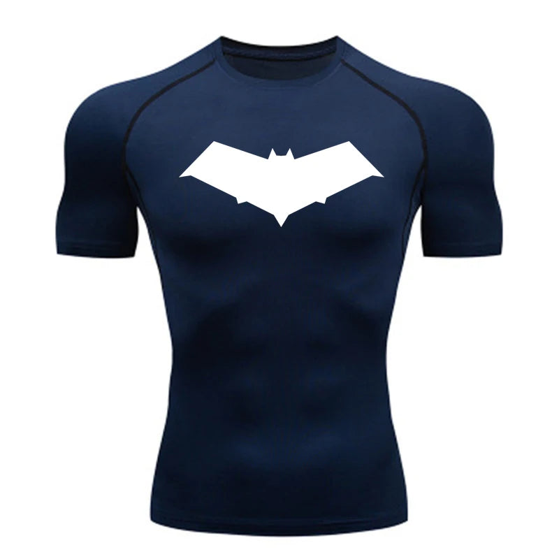 Compression Running T-Shirt Men Tops Bat Printing T Shirts Men Quick-Drying Gym Sportswear MMA Rashguard Jersey Tee For Male
