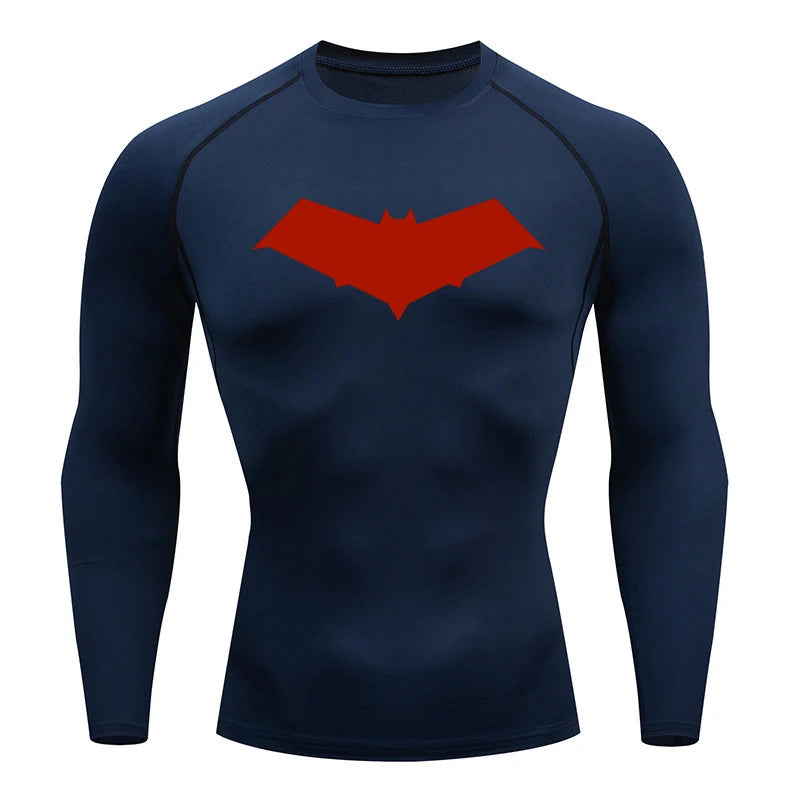 Compression Running T-Shirt Men Tops Bat Printing T Shirts Men Quick-Drying Gym Sportswear MMA Rashguard Jersey Tee For Male