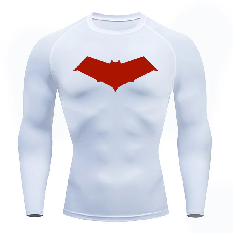 Compression Running T-Shirt Men Tops Bat Printing T Shirts Men Quick-Drying Gym Sportswear MMA Rashguard Jersey Tee For Male