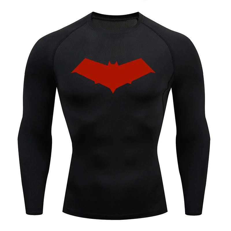 Compression Running T-Shirt Men Tops Bat Printing T Shirts Men Quick-Drying Gym Sportswear MMA Rashguard Jersey Tee For Male